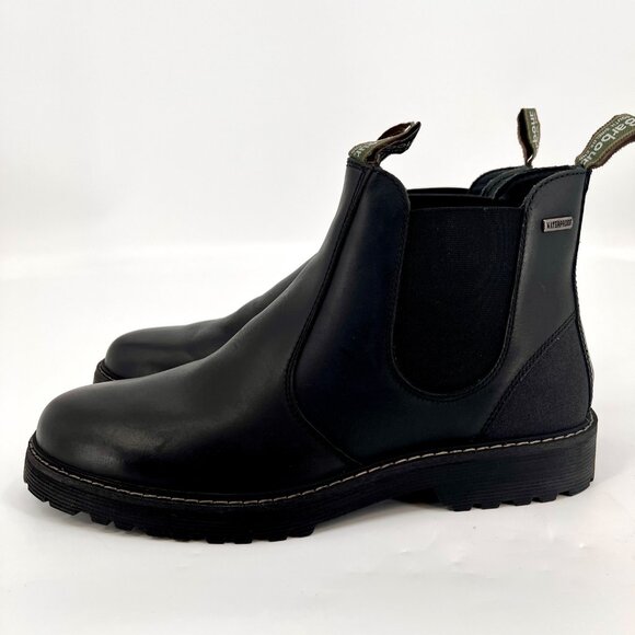 Barbour Patton Chelsea Boot Size 8 Black Leather Waterproof Ankle Boots - Picture 6 of 16